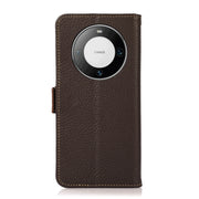 For Huawei Mate 60 Pro KHAZNEH Side-Magnetic Litchi Genuine Leather RFID Case(Brown)