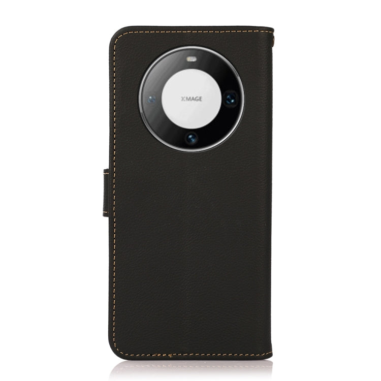 For Huawei Mate 60 Pro KHAZNEH Custer Genuine Leather RFID Phone Case(Black)