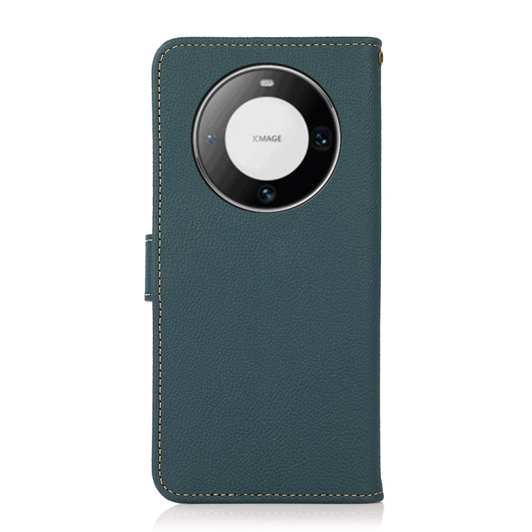 For Huawei Mate 60 Pro KHAZNEH Custer Genuine Leather RFID Phone Case(Green)