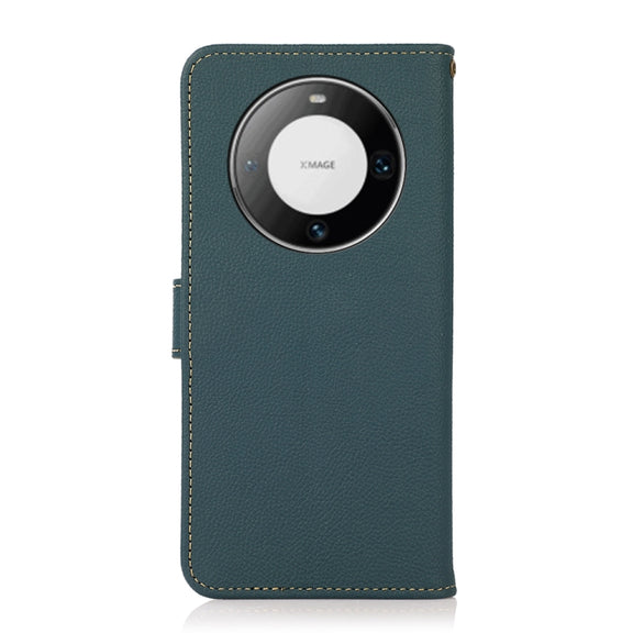 For Huawei Mate 60 Pro KHAZNEH Custer Genuine Leather RFID Phone Case(Green)