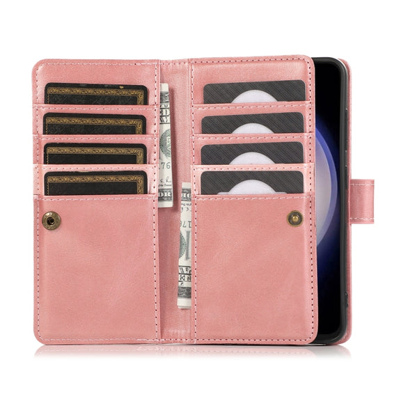 For Samsung Galaxy S24 5G Wristband Card Slot Leather Phone Case(Rose Gold)
