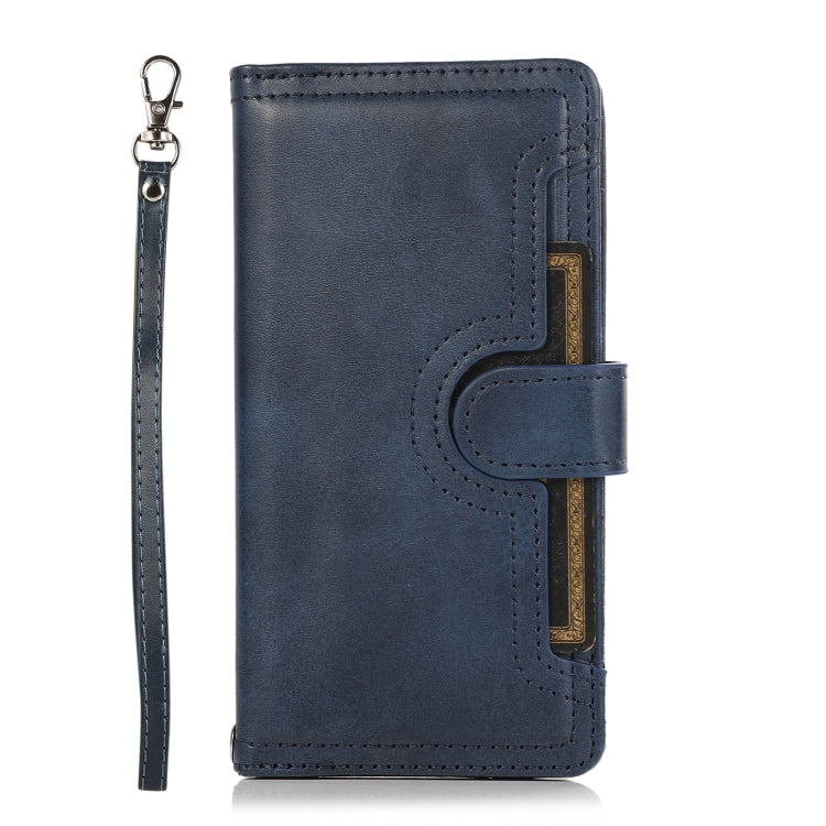 For Samsung Galaxy S24 5G Wristband Card Slot Leather Phone Case(Blue)