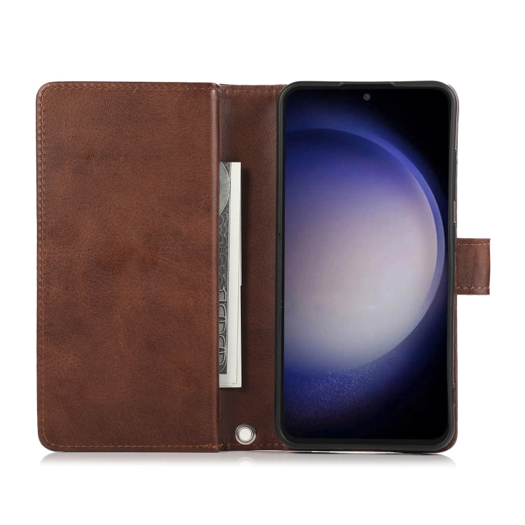 For Samsung Galaxy S24 5G Wristband Card Slot Leather Phone Case(Coffee)