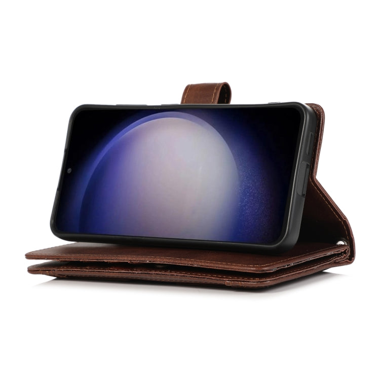 For Samsung Galaxy S24 5G Wristband Card Slot Leather Phone Case(Coffee)