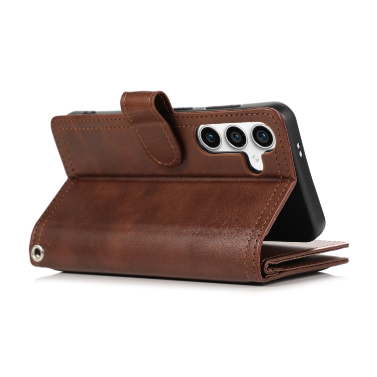 For Samsung Galaxy S24 5G Wristband Card Slot Leather Phone Case(Coffee)