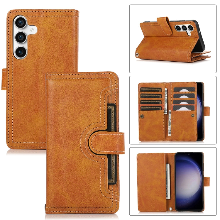 For Samsung Galaxy S24+ 5G Wristband Card Slot Leather Phone Case(Brown)