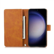 For Samsung Galaxy S24+ 5G Wristband Card Slot Leather Phone Case(Brown)
