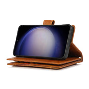 For Samsung Galaxy S24+ 5G Wristband Card Slot Leather Phone Case(Brown)