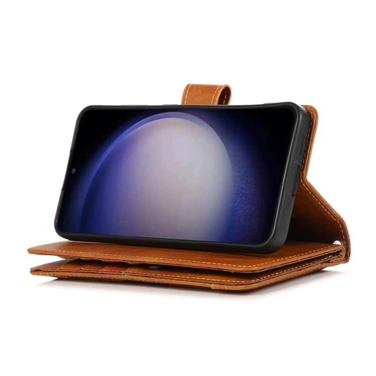 For Samsung Galaxy S24+ 5G Wristband Card Slot Leather Phone Case(Brown)