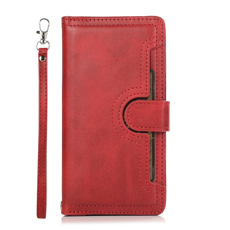 For Samsung Galaxy S24+ 5G Wristband Card Slot Leather Phone Case(Red)