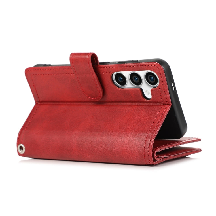 For Samsung Galaxy S24+ 5G Wristband Card Slot Leather Phone Case(Red)