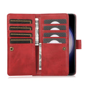For Samsung Galaxy S24+ 5G Wristband Card Slot Leather Phone Case(Red)