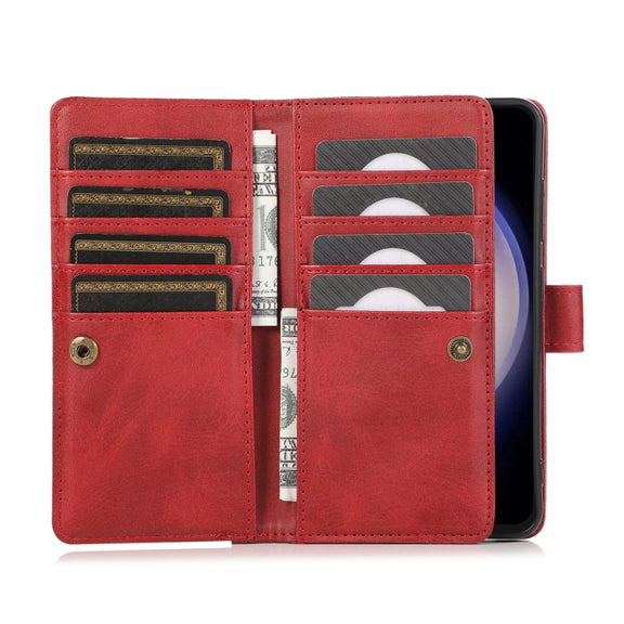For Samsung Galaxy S24+ 5G Wristband Card Slot Leather Phone Case(Red)