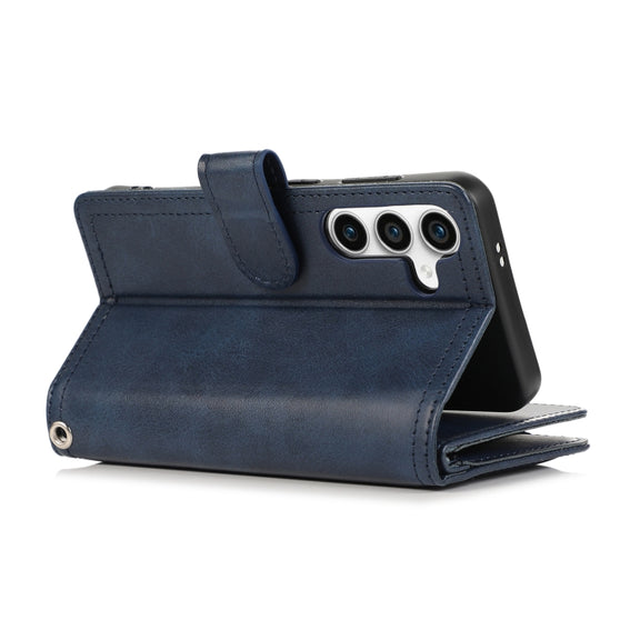 For Samsung Galaxy S24+ 5G Wristband Card Slot Leather Phone Case(Blue)