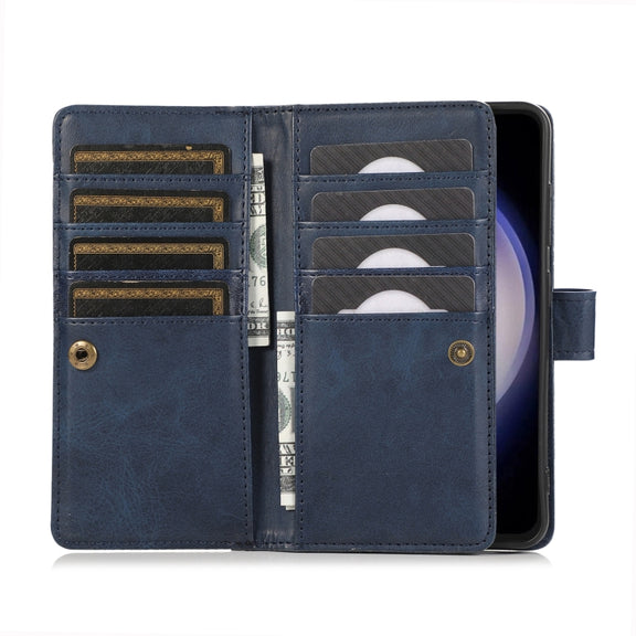 For Samsung Galaxy S24+ 5G Wristband Card Slot Leather Phone Case(Blue)