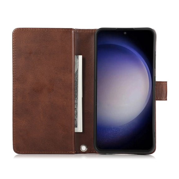 For Samsung Galaxy S24+ 5G Wristband Card Slot Leather Phone Case(Coffee)