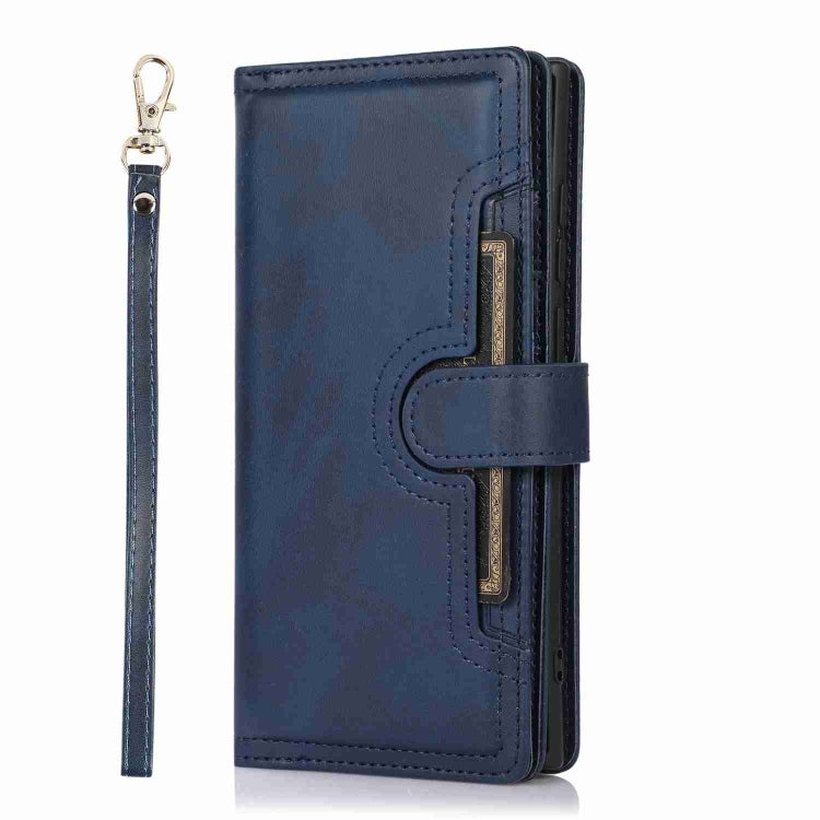 For Samsung Galaxy S24 Ultra 5G Wristband Card Slot Leather Phone Case(Blue)