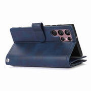 For Samsung Galaxy S24 Ultra 5G Wristband Card Slot Leather Phone Case(Blue)