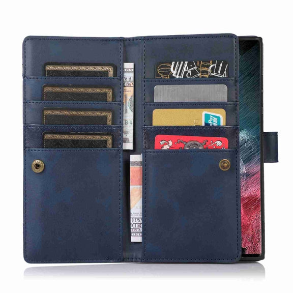 For Samsung Galaxy S24 Ultra 5G Wristband Card Slot Leather Phone Case(Blue)
