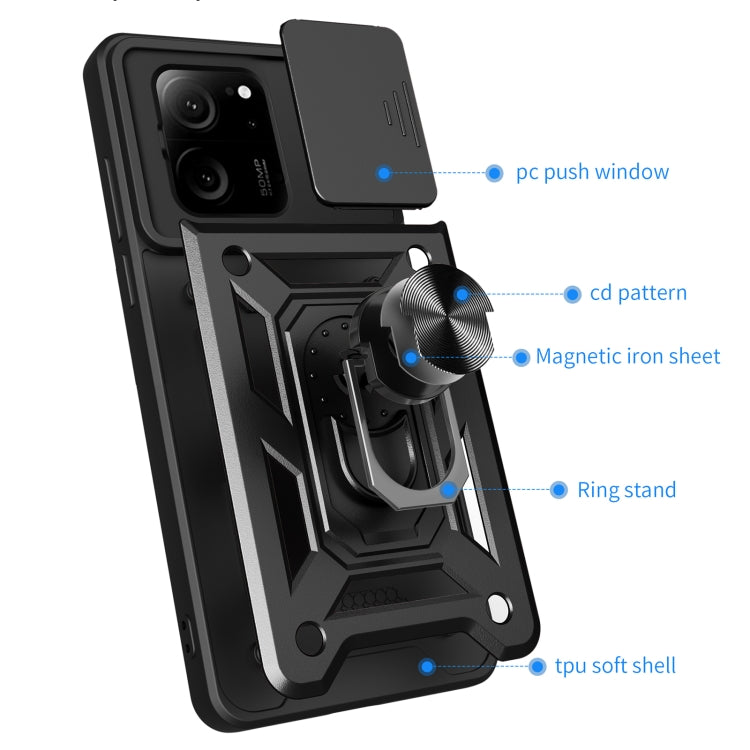 For Xiaomi 13T/13T Pro/Redmi K60 Ultra Sliding Camera Cover Design TPU Hybrid PC Phone Case(Red)
