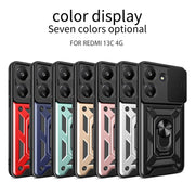 For Xiaomi Redmi 13C 4G Sliding Camera Cover Design TPU Hybrid PC Phone Case(Blue)