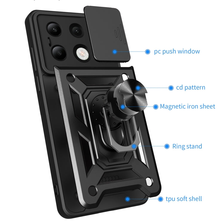 For Xiaomi Redmi Note 13 4G Global Sliding Camera Cover Design TPU Hybrid PC Phone Case(Blue)