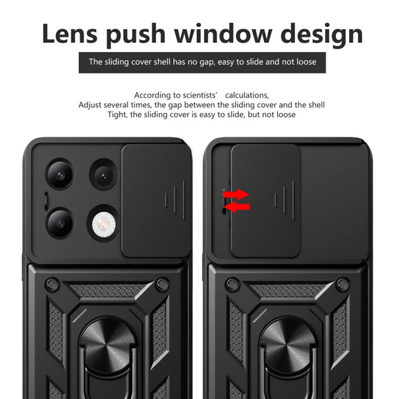 For Xiaomi Redmi Note 13 4G Global Sliding Camera Cover Design TPU Hybrid PC Phone Case(Blue)