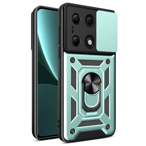 For Xiaomi Redmi Note 13 Pro 4G Global Sliding Camera Cover Design TPU Hybrid PC Phone Case(Mint Green)