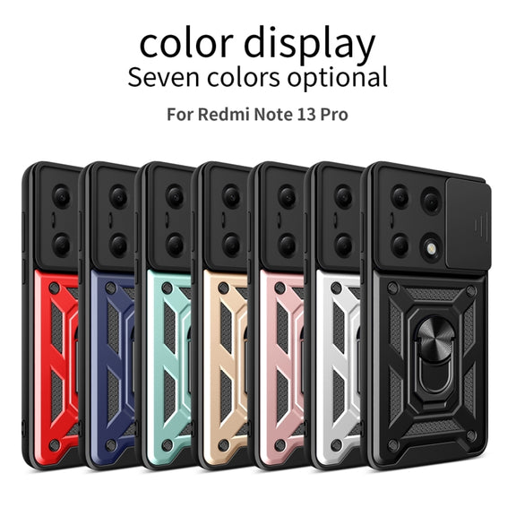 For Xiaomi Redmi Note 13 Pro 4G Global Sliding Camera Cover Design TPU Hybrid PC Phone Case(Red)