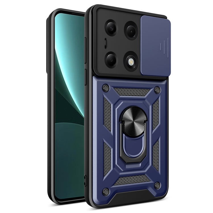 For Xiaomi Redmi Note 13 Pro 4G Global Sliding Camera Cover Design TPU Hybrid PC Phone Case(Blue)