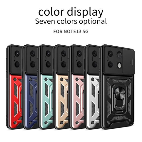 For Xiaomi Redmi Note 13 5G Sliding Camera Cover Design TPU Hybrid PC Phone Case(Black)