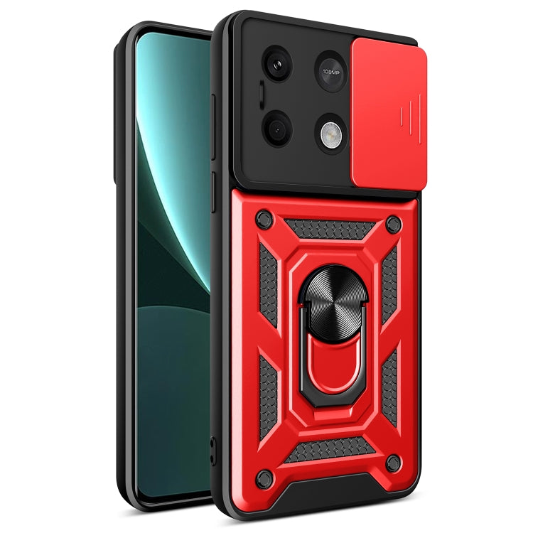 For Xiaomi Redmi Note 13 5G Sliding Camera Cover Design TPU Hybrid PC Phone Case(Red)