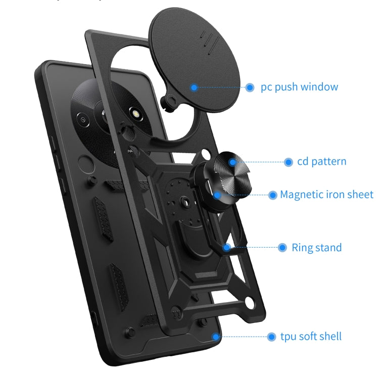 For Xiaomi Redmi A3 Sliding Camera Cover Design TPU Hybrid PC Phone Case(Rose Gold)