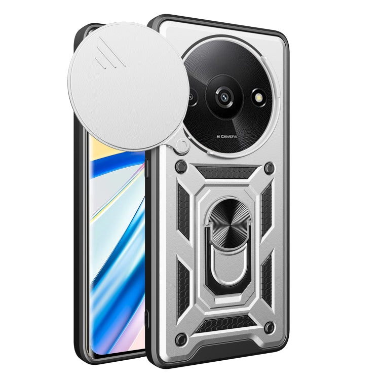 For Xiaomi Redmi A3 Sliding Camera Cover Design TPU Hybrid PC Phone Case(Silver)