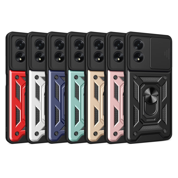 For OPPO A38 4G Global Sliding Camera Cover Design TPU Hybrid PC Phone Case(Black)
