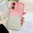 For iPhone 12 MagSafe Magnetic TPU + Acrylic Gradient Color Phone Case(Pink Green) - iPhone 12 / 12 Pro Cases by PMC TechLife | Online Shopping South Africa | PMC TechLife