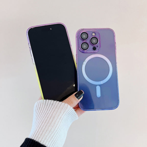 For iPhone 11 MagSafe Magnetic TPU + Acrylic Gradient Color Phone Case(Purple Blue)