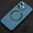 For iPhone 12 MagSafe Magnetic PC Carbon Fiber Phone Case with Lens Film(Blue) - free shipping - PMC TechLife - Order now!