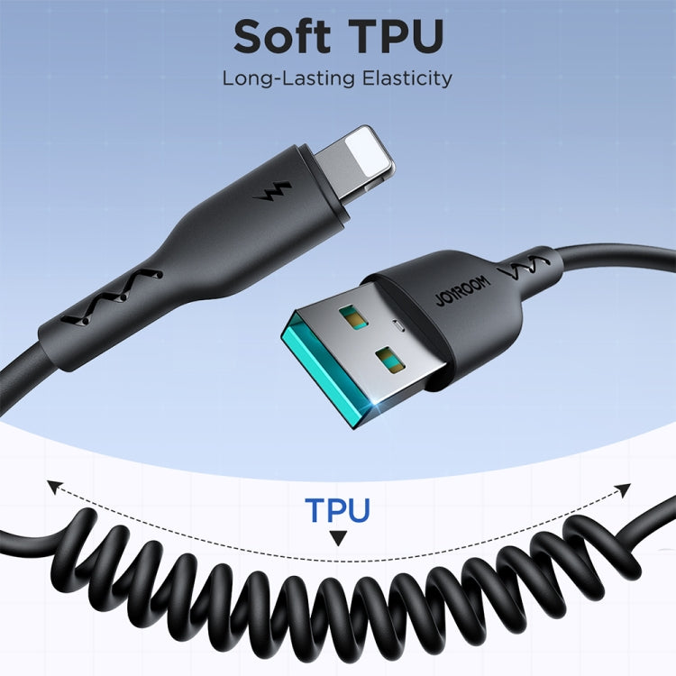 JOYROOM SA38-CL3 30W USB-C / Type-C to 8 Pin Coiled Fast Charging Data Cable, Length:1.5m(Black)