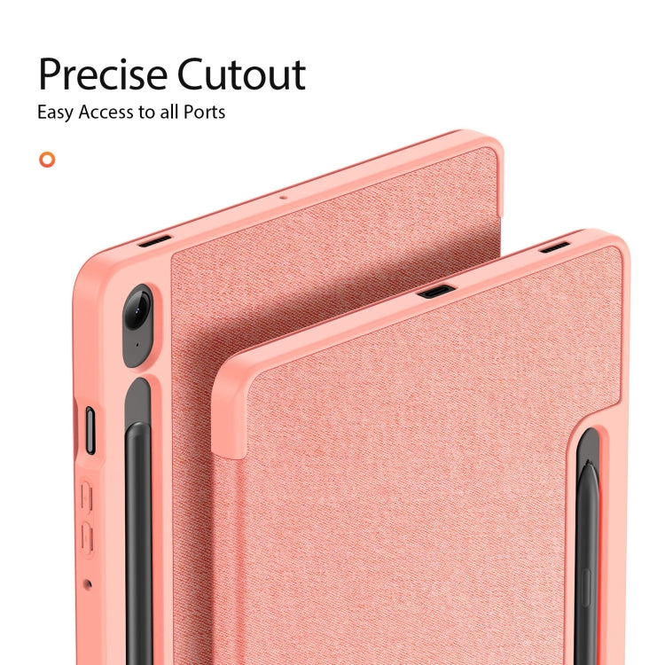 For Samsung Galaxy Tab S9 FE DUX DUCIS Domo Series Magnetic Flip Leather Tablet Case(Pink)