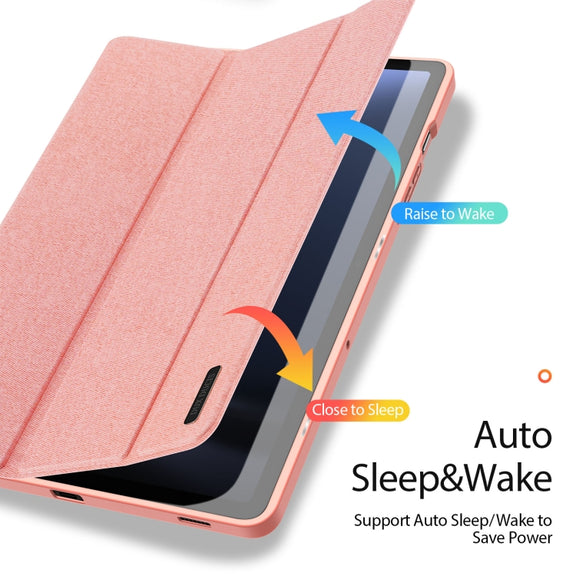 For Samsung Galaxy Tab S9 FE DUX DUCIS Domo Series Magnetic Flip Leather Tablet Case(Pink)