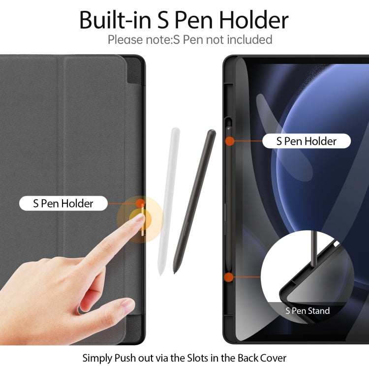 For Samsung Galaxy Tab S9 FE+ DUX DUCIS Domo Series Magnetic Flip Leather Tablet Case(Black)