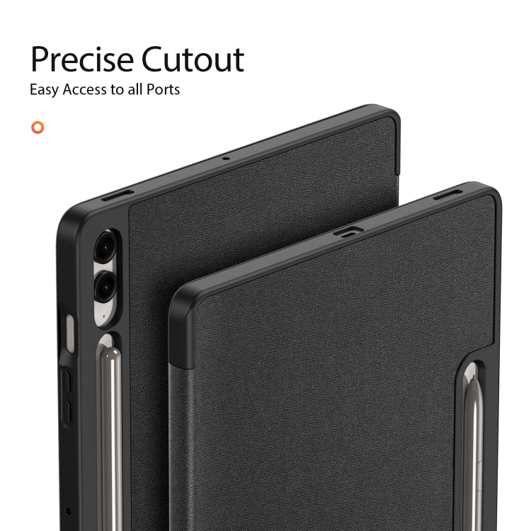 For Samsung Galaxy Tab S9 FE+ DUX DUCIS Domo Series Magnetic Flip Leather Tablet Case(Black)