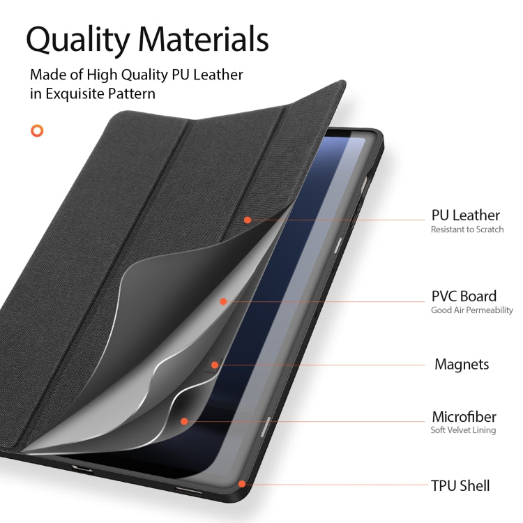 For Samsung Galaxy Tab S9 FE+ DUX DUCIS Domo Series Magnetic Flip Leather Tablet Case(Black)
