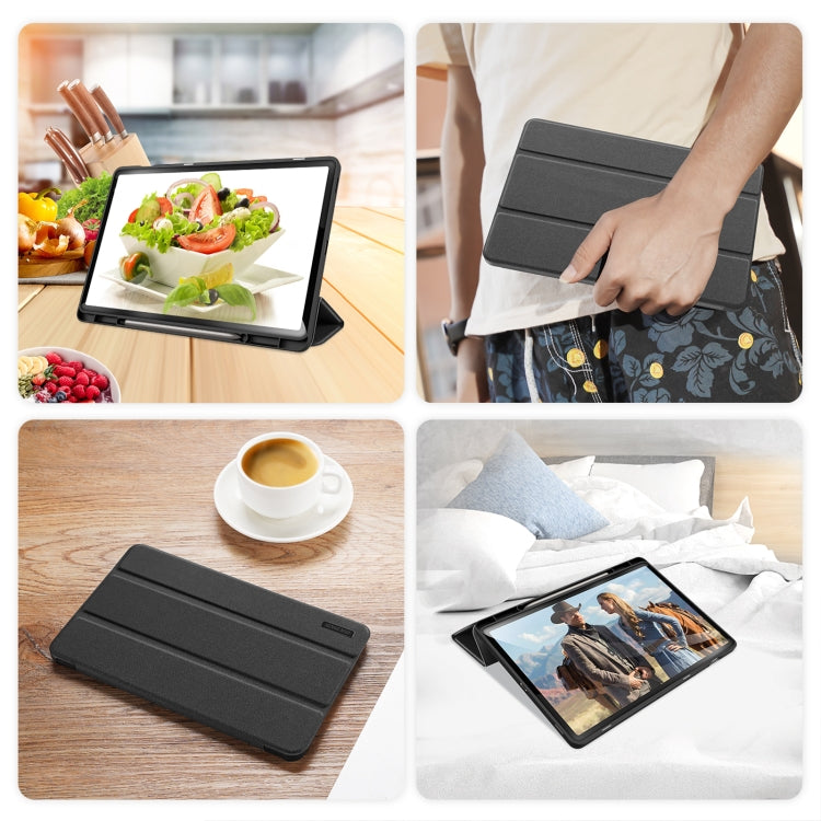 For Samsung Galaxy Tab S9 FE+ DUX DUCIS Domo Series Magnetic Flip Leather Tablet Case(Black)