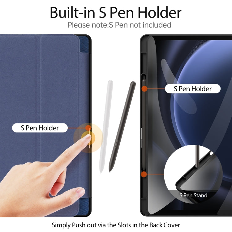 For Samsung Galaxy Tab S9 FE+ DUX DUCIS Domo Series Magnetic Flip Leather Tablet Case(Blue)