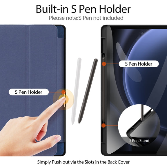 For Samsung Galaxy Tab S9 FE+ DUX DUCIS Domo Series Magnetic Flip Leather Tablet Case(Blue)
