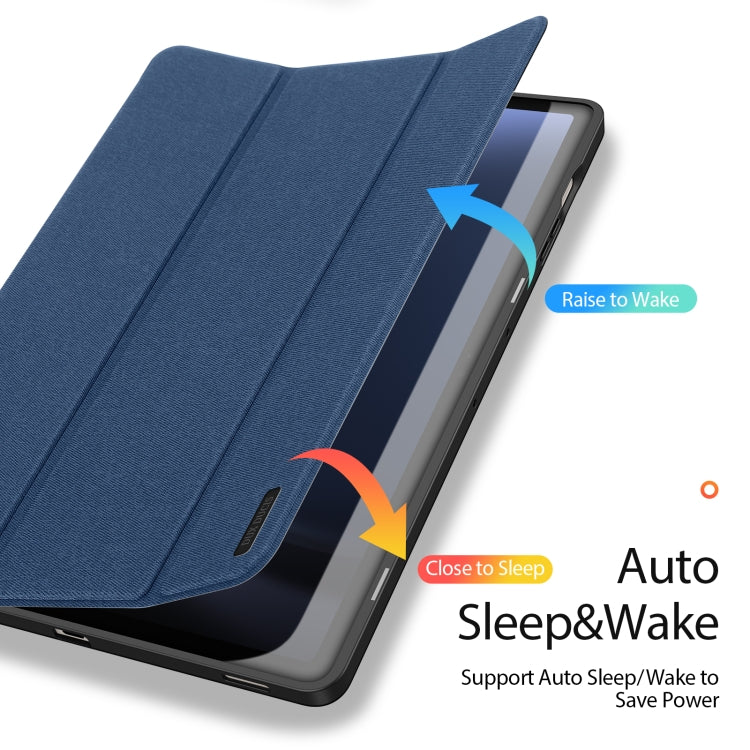 For Samsung Galaxy Tab S9 FE+ DUX DUCIS Domo Series Magnetic Flip Leather Tablet Case(Blue)