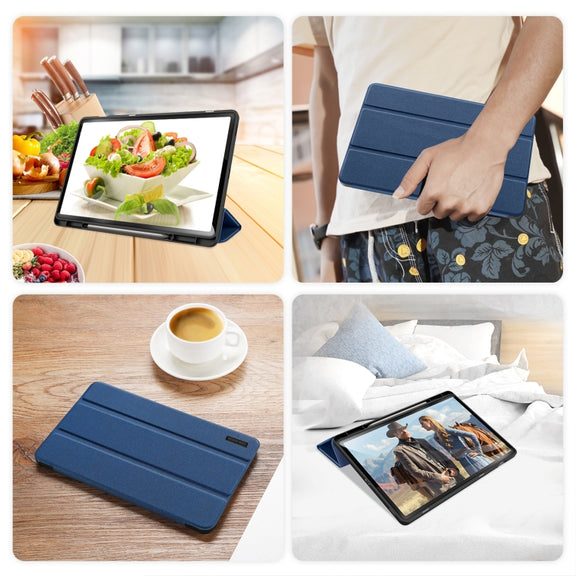 For Samsung Galaxy Tab S9 FE+ DUX DUCIS Domo Series Magnetic Flip Leather Tablet Case(Blue)