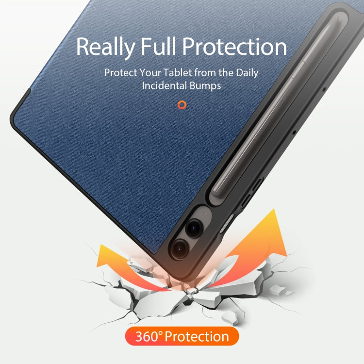 For Samsung Galaxy Tab S9 FE+ DUX DUCIS Domo Series Magnetic Flip Leather Tablet Case(Blue)